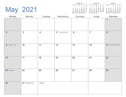 Memorial day was first enacted to honor union soldiers of the american civil war and it was usa calendar. Free Printable May Calendar 2021 Monthly Templates
