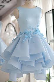 Sky Blue Homecoming Dress A Line Scoop Neck Prom Dress Satin Tulle Short Flowers Original Prom Dresses Mini Dress Sweet 16 Dress Homecoming Dress Gft35 Original Prom Dresses Scoop Neck Prom Dress Light Blue Homecoming Dresses