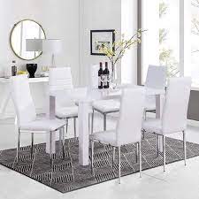 Giovani grey white high gloss and glass 100cm round dining table and 4 milan chairs set. Goldfan Musc High Gloss White Dining Table Rimi Uk Style Ukfr White