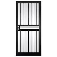 Unique Home Designs 36 In X 80 In Guardian Black Surface Mount Outswing Steel Security Door With Shatter Resistant Glass Idr10000362004 Steel Security Doors Unique House Design Security Screen Door