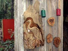 Great Blue Heron Relief Carved From Florida By Suwanneeriverwoods 195 00 Carving Wood Art Blue Heron