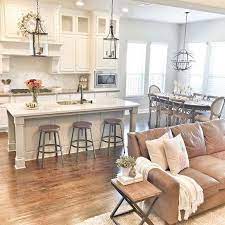 There are many fun ways you can decorate and style your open kitchen and living room. 50 Handsome And Cool Warm Decorating Ideas Farm House Living Room Modern Farmhouse Living Room Decor Farmhouse Style Living Room Decor
