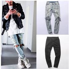 This helps to loosen the fibers in the jeans and make it easier to rip. Men Ripped Rider Biker Jeans Slim Fit Washed Grey Denim Pants Joggers Irregular Holes Comfort Diy Casual Trousers Jean Coat Jean Bagjean Rivet Aliexpress