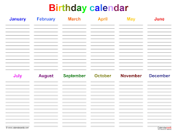 Perfect Editable Birthday Calendar Template Free In 2020 Birthday Calendar Free Calendar Template Excel Calendar Template