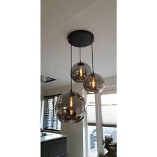 3 lichts hanglamp balloon ii metallic smoke zwart ronde plafondplaat 35 cm eetkamer lamp design hanglamp eetkamer verlichting