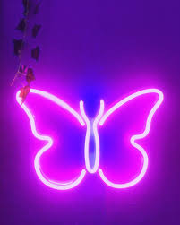 Butterfly Led Light Neon Sign Bedroom Photo Wall Collage Purple Aesthetic