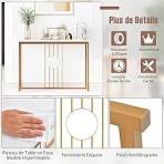 COSTWAY Table Console, Console Meuble Faux Marbre, Cadre en Métal Doré, Kit  Anti-Basculement Inclus, Console Entree pour Couloir, Salon, 120 x 30 x ...
