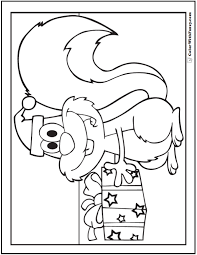 He holds an acorn that seems way bigger than his hands. Christmas Squirrel Coloring Sheet