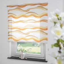 Waves Blackout Roll Up Blind 17 Stories Size 180cm L X 82cm W Colour Finish Orange Yellow And White Seitenzugrollo Raffrollo Blickdicht Jalousien