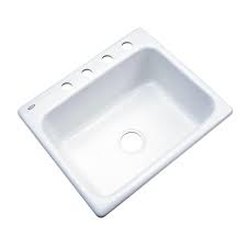White acrylic kitchen sink drop in for 30 seconds cleaner. Glacier Bay Inverness Drop In Acrylic 25 In 4 Hole Single Bowl Kitchen Sink In White 22400 The Home Depot