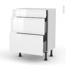 Le migliori bacheche di la petite casserole. Meuble De Cuisine Bas Ipoma Blanc Brillant 3 Tiroirs L60 X H70 X P37 Cm Oskab