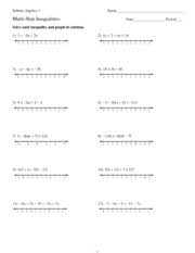 These worksheets explain how to balance and solve equations that contain inequalities using multiple steps. Multi Step Inequalities Infinite Algebra 1 Name Multi Step Inequalities Date Period Solve Each Inequality And Graph Its Solution 1 Nn 2 X X 3 P P 10 R Course Hero
