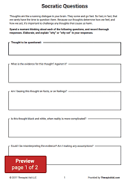 Cognitive Restructuring Socratic Questions Worksheet Therapist Aid Therapy Worksheets Clinical Social Work Cbt Worksheets