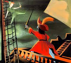 Mary Blair Concept Art Of Peter Pan And Captain Hook Fighting On Ship Ca 1953 Walt Disney Family Foundatio Disney Concept Art Peter Pan Disney Mary Blair