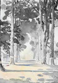 Two black and white landscapes. Watercolor Landscape Painting Black White Color Of Tunnel Trees Stock Photo Picture And Royalty Free Image Image 101520001