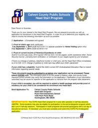Baugo, concord, elkhart, goshen, john glenn, middlebury, mishawaka. Calvert County Head Start Fill Online Printable Fillable Blank Pdffiller