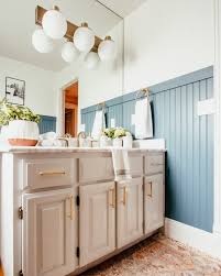Diy Beadboard Wall And Guest Bathroom Reveal In 2020 Modern Bathroom Renovations Bead Board Walls Beadboard Bathroom