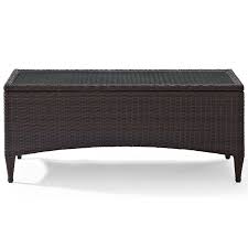 White wicker coffee table with glass top. Crosley Kiawah Glass Top Wicker Patio Coffee Table In Brown Co7209 Br