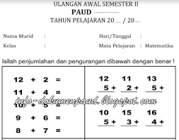 Tulisan ini tentang rpph tema pekerjaan, subtema dokter. Soal Matematika Tk B Semester 2