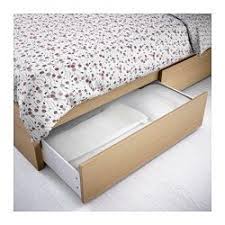 Malm High Bed Frame 4 Storage Boxes White Stained Oak Veneer Luroy Queen Ikea Under Bed Storage Malm Bed Frame Malm Bed