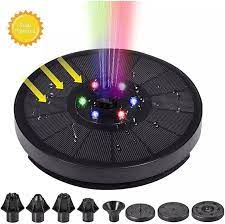 Amazon.com : ZXXXX Solar Power Fountain LED Ligh,ts 3w Solar Fountain with  Led Lights, Built-in Lithium Battery, 8 of Nozzles, Used for Outdoor Bird  Bath, Fish Tank, Small Pond, Swimming Pool, Garden