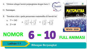 Latihan 1 1 Nomor 6 7 8 9 10 Kelas 9 Smp Mts Perpangkatan Bentuk Akar Paket Mtk Bse Revisi 2018 Youtube
