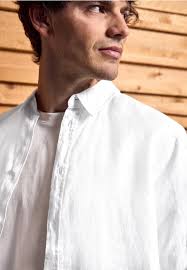 Street One MEN Chemise à manches longues en lin pour hommes en Blanc