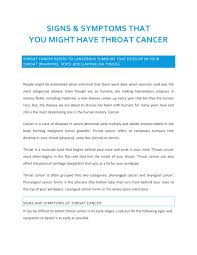 Irregular growths and lumps can be a sign of throat cancer. Ppt Signs Symptoms That You Might Have Throat Cancer Powerpoint Presentation Id 7310320