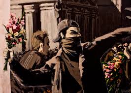 Rage, the flower thrower rage, the flower thrower or love is in the air is one of the most iconic stencils by banksy. Banksy And Art In The Streets At Moca Ba Street Art