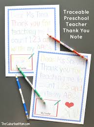 Traceable Preschool Teacher Thank You Note Free Printable Teacher Thank You Notes Teacher Thank You Preschool Teacher Gifts