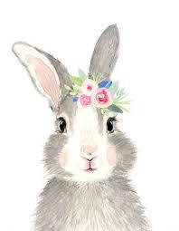 Watercolor Grey Baby Rabbit Rabbit Painting Woodland Nursery Animal Paintings Cute Bunny Animal Wall Art Animal Wall Art Rabbit Painting Animal Paintings