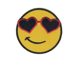 Cara sonriente con gafas de sol Plancha sobre apliques Plancha sobre parche  con cierre de gancho y lazo Disponible