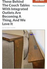 These Behind The Couch Tables With Integrated Outlets Are Becoming A Thing And We Love It In 2020 Couch Table Behind Sofa Table Skinny Tables