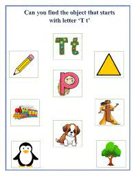 Objects that start with t. Find The Object That Starts With Letter T T Worksheet