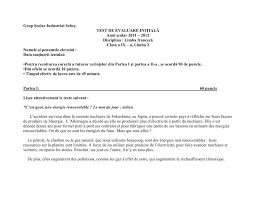 Fă rapid, oricând simţi nevoia, o recapitulare a materiei din aceşti ani. Grup Scolar Industrial Sebes Test De Evaluare IniÅ£ialÄƒ Anul
