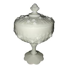 1960s Fenton Milk Glass Pedestal Rose