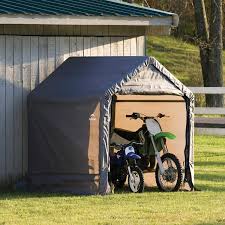 Motorcycle shed kits storage ideas. Amazon Com Shelterlogic 6 X 6 Shed In A Box All Season Steel Metal Peak Roof Outdoor Storage Shed With Waterproof Cover And Heavy Duty Reusable Auger Anchors Grey Sports Outdoors