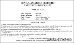 Soal Pas Kimia Kelas 11 K13 Tahun 2020 2021 Websiteedukasi Com