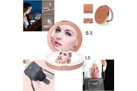 Beautifully illuminates your face with 16 dimmable led lights. Led Travel Lighted Makeup Light With Mirror 1x 5x Double Sided Magnifying Mirror Pink Matt Blatt