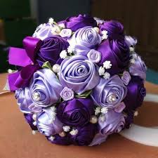 Stunning wedding flowers in blue white and purple from a moroccan wedding on style me pretty. Free Shipping Wedding Bouquet Handmade Ribbon Roses Pink Purple Blue Champagne Yellow Ribbon Flowers Bouquet Purple Flower Bouquet Purple Wedding Theme