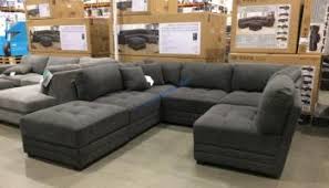 Grey soft fabric material with matching storage ottoman. Thomasville 6 Piece Modular Fabric Sectional Costcochaser
