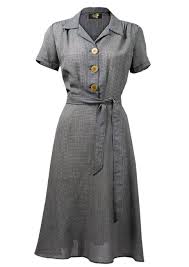 123 1940s Shirt Dress Houndstooth Fashion 1930s 1940s 1950s Style Vintage Reproduction Shirt Dress Fashion Vintage Fashion