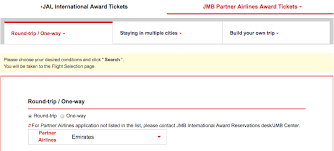 you can now book emirates awards on japan airlines website