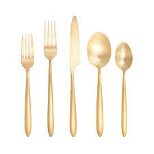 Brushed gold color items rented individually prices subject to change. Fortessa Velo Brushed Gold Flatware Set Sur La Table