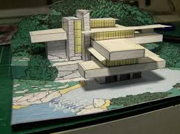 Frank Lloyd S Fallingwater House Paper Model By Paper Toys Com Fallingwater O Frank Lloyd Wright Paper Model Architecture Falling Water Frank Lloyd Wright