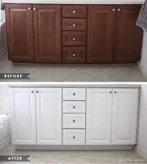 If you're looking to upgrade your kitchen, it's time to learn how to paint kitchen cabinets. A Few Weeks Ago I Painted My Master Bathroom White The Countertop Is Also White T Painting Bathroom Cabinets Bathroom Cabinet Colors White Bathroom Cabinets