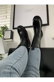 Dailyshoes women's chelsea bootie elastic panel slip on round toe chunky heel ankle boots. Black Chunky Chelsea Boots Shoes From Little Mistress Uk