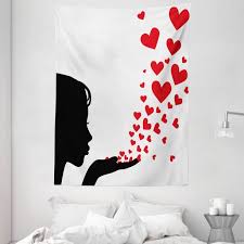 Look at this wall tapestry i got at five below! Kiss Tapestry Pretty Girl Black Silhouette Blowing Red Hearts Romance Love Valentines Day Theme Wall Hanging For Bedroom Living Room Dorm Decor Black White Red By Ambesonne Walmart Com Walmart Com