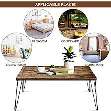 Vasagle indestic coffee table, living room table with dense mesh shelf, large storage space, cocktail table, easy assembly, stable, industrial design, rustic brown 4.8 out of 5 stars 1,664 $81.99 $ 81. Giantex Rustic Coffee Table With Wooden Top And Metal Legs Large Sofa Table Painted With Spray Paint Wooden Table With Big Surface For Living Room Home Office Modern Coffee Table Walnut