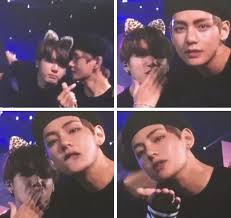 V agrees that kookie is a real angel. Taehyung And Jungkook Blowing Kisses Taekook Bts Taekook Album Bts Tae Icons